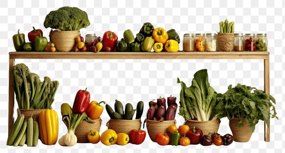 PNG Vegetable shelf plant food.