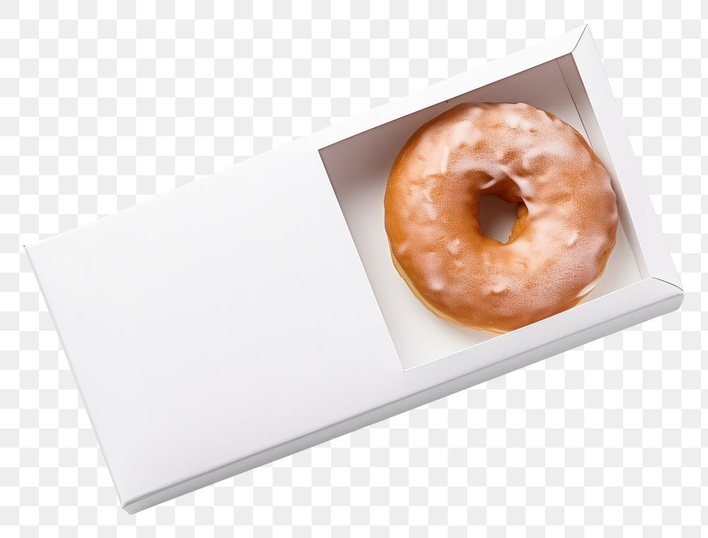PNG  Donut transparent box mockup bagel food white background.