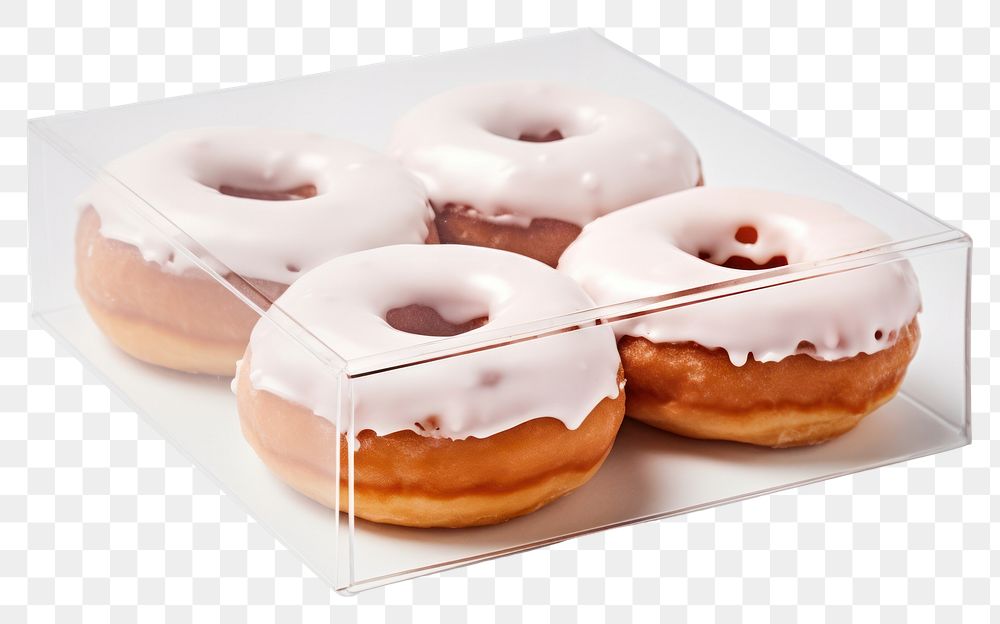 PNG  Donut transparent box mockup food confectionery freshness.