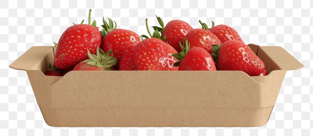 PNG  Strawberry box package mockup fruit plant food.