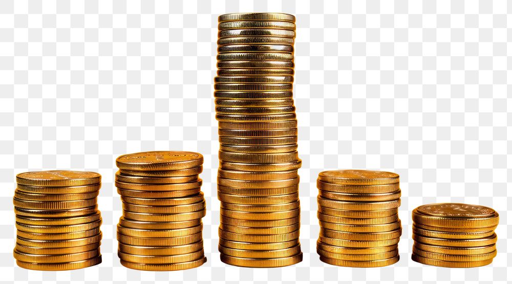 PNG Coins stack money arrangement investment.