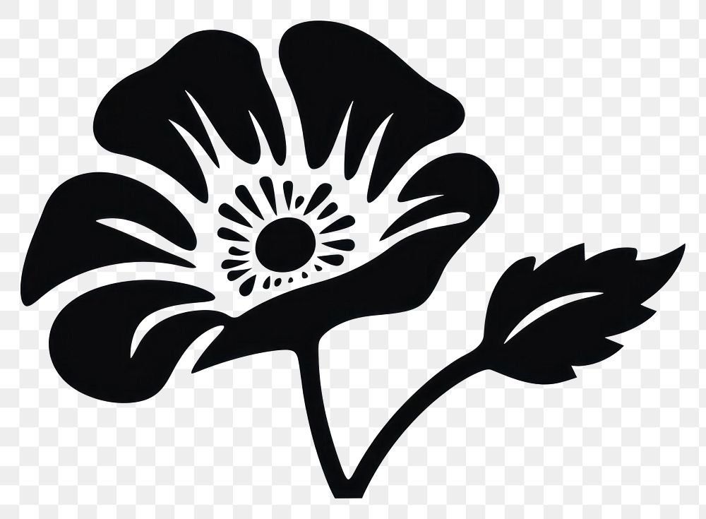 PNG  Poppy flower silhouette drawing stencil.