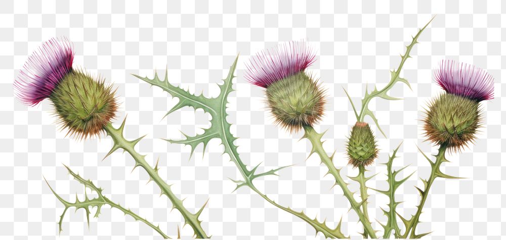 PNG Thistle watercolor border flower plant food.