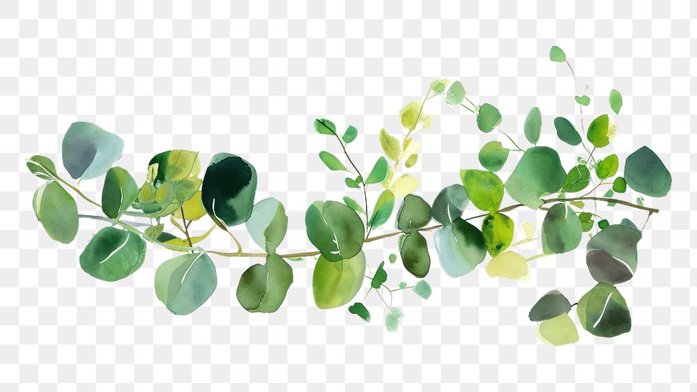 PNG Eucalyptus watercolor border backgrounds plant leaf.