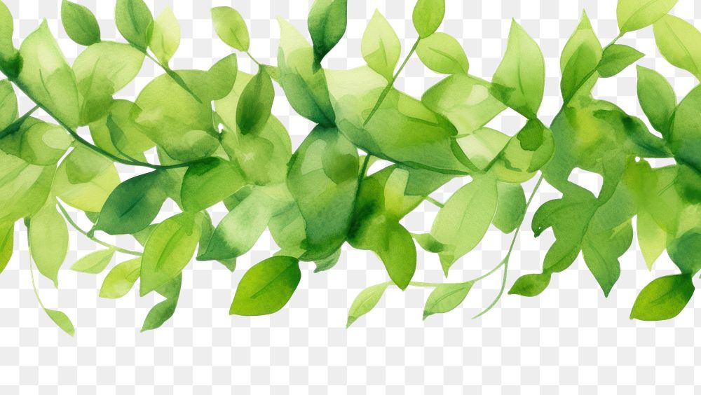 PNG Greenery watercolor border backgrounds plant leaf.