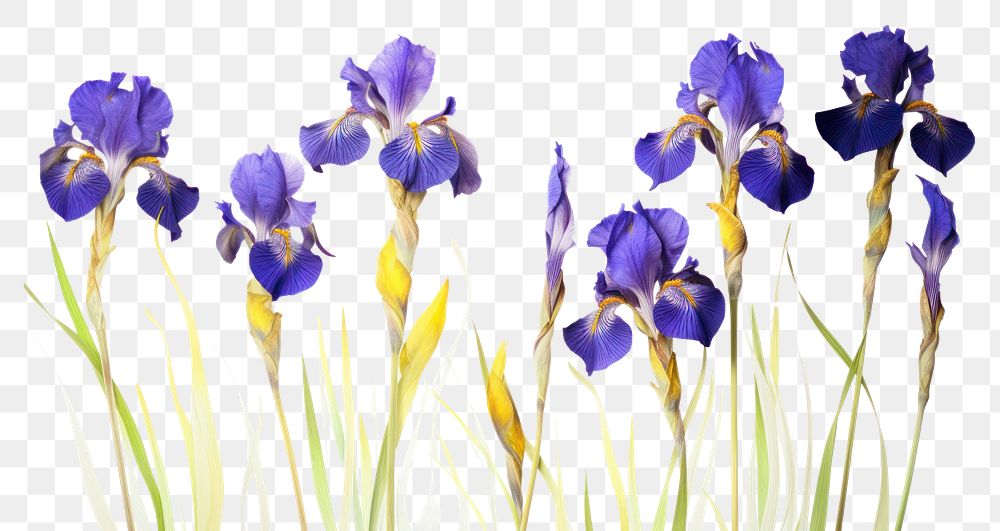 PNG Iris flower watercolor border blossom purple petal.