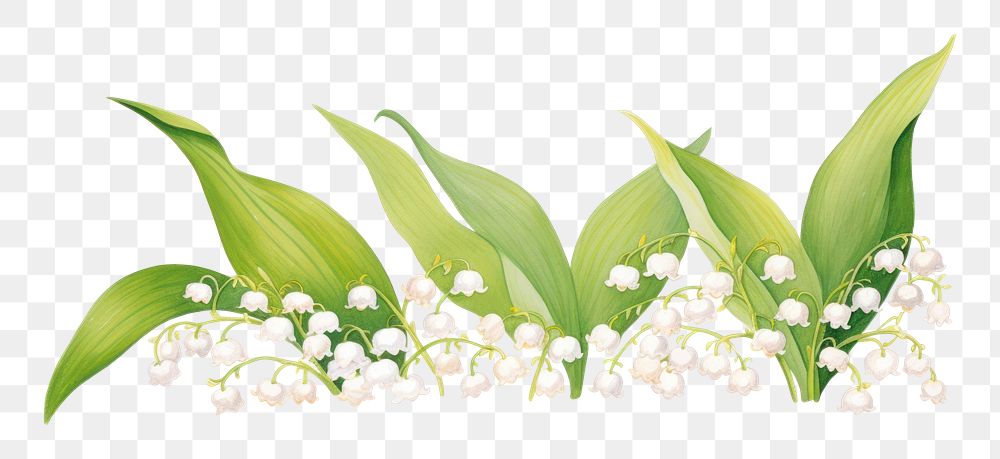 PNG Lily of the valley watercolor border flower plant leaf.