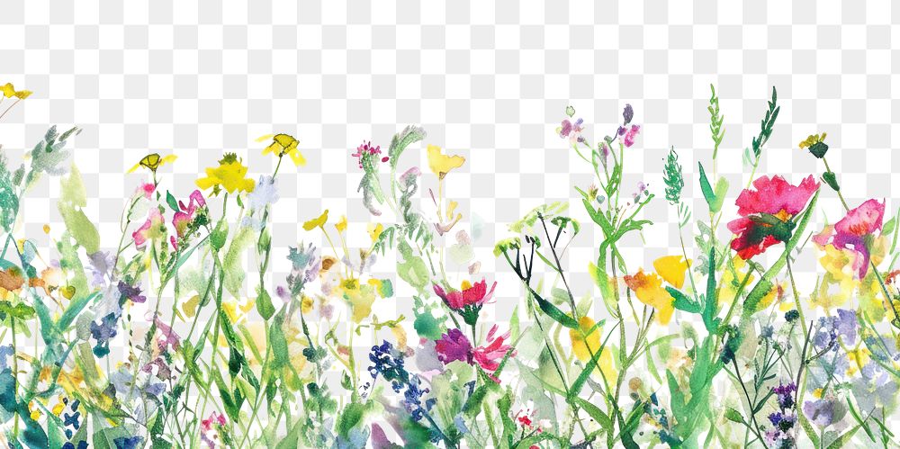 PNG Meadow watercolor border backgrounds outdoors flower.