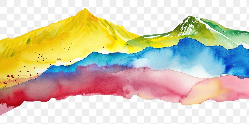 PNG Mountain watercolor border painting nature white background.