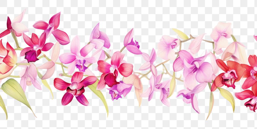 PNG Orchid watercolor border flower petal plant.