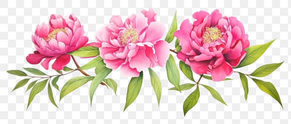PNG Peony watercolor border blossom flower plant.