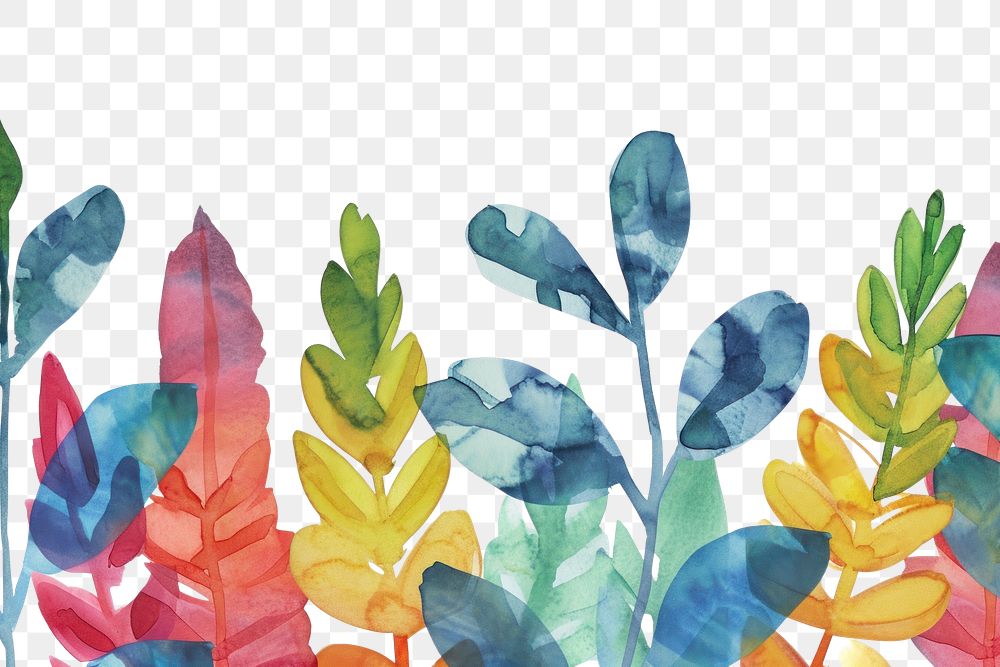 PNG Plant watercolor border backgrounds pattern leaf.