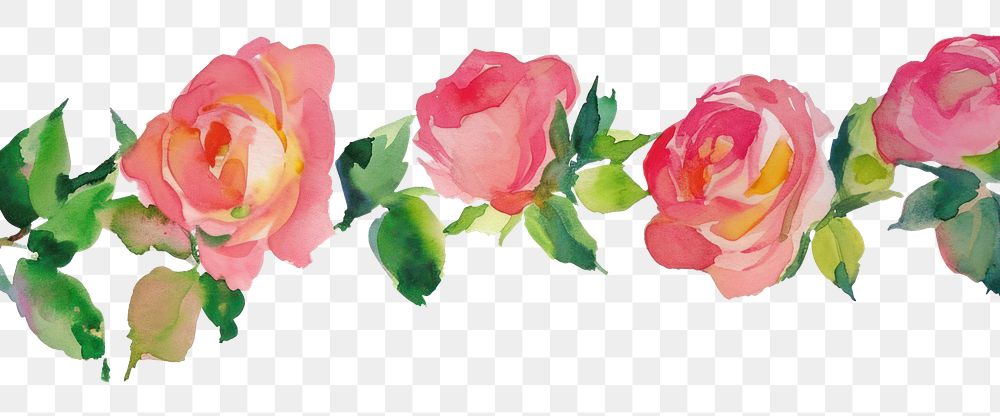 PNG Rose watercolor border flower petal plant.