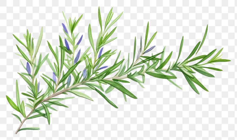 PNG Rosemary watercolor border flower plant herbs.