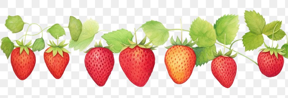 PNG Strawberry watercolor border fruit plant food.