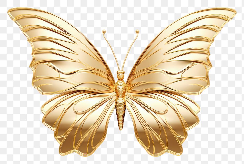 PNG Butterfly gold white background accessories.