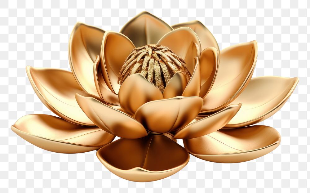 PNG Lotus flower gold jewelry brooch.