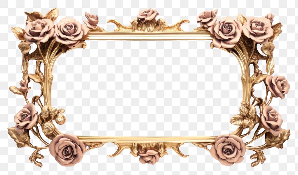 PNG Luxury rose frame jewelry flower plant.