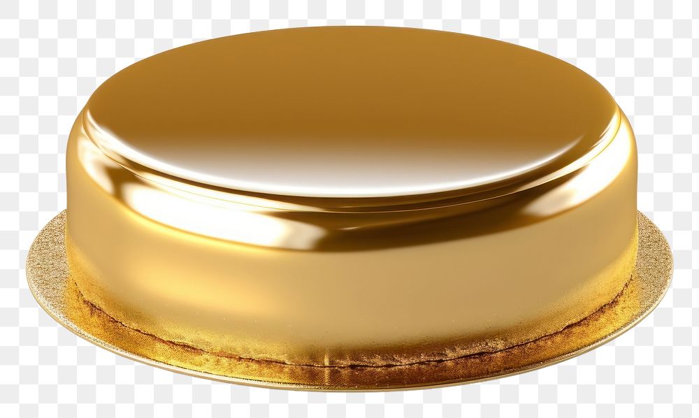 PNG Simple cake gold shiny white background.