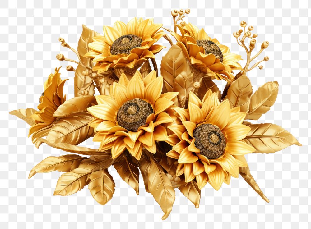 PNG Sunflower bouquet sunflower brooch plant.