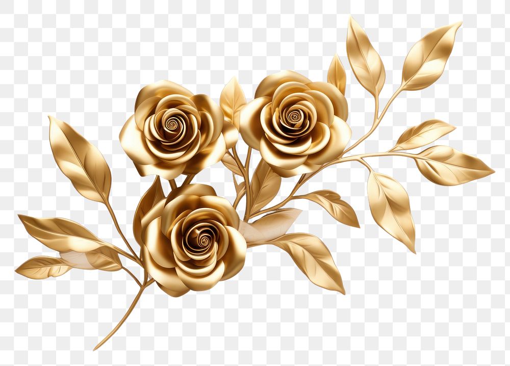 PNG Rose bouquet gold jewelry brooch.