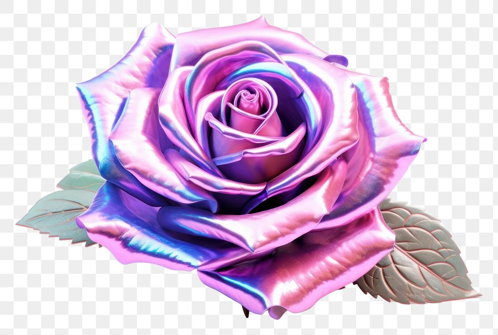 PNG Rose iridescent flower plant white background.