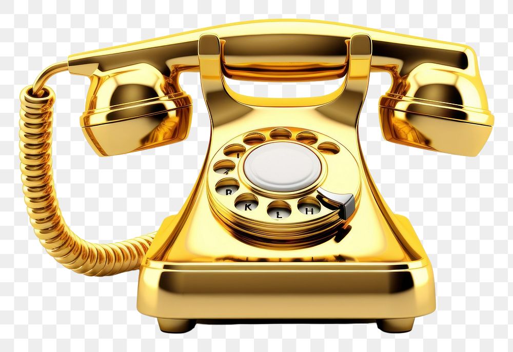 PNG Vintag phone gold white background electronics.