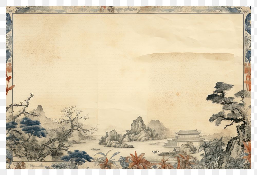 PNG China landmark ephemera border backgrounds paper art.