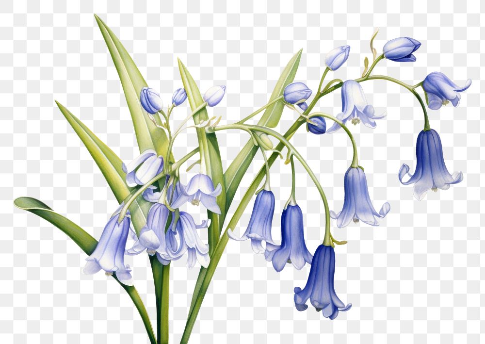 PNG Botanical illustration bluebells flower blossom plant