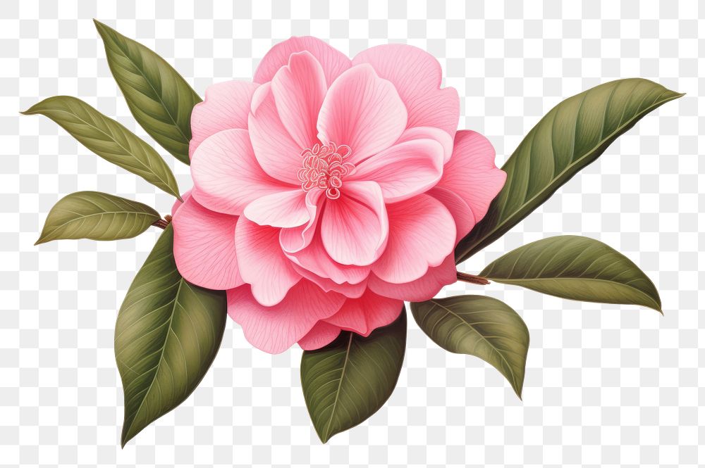 PNG Botanical illustration camellia flower petal plant.