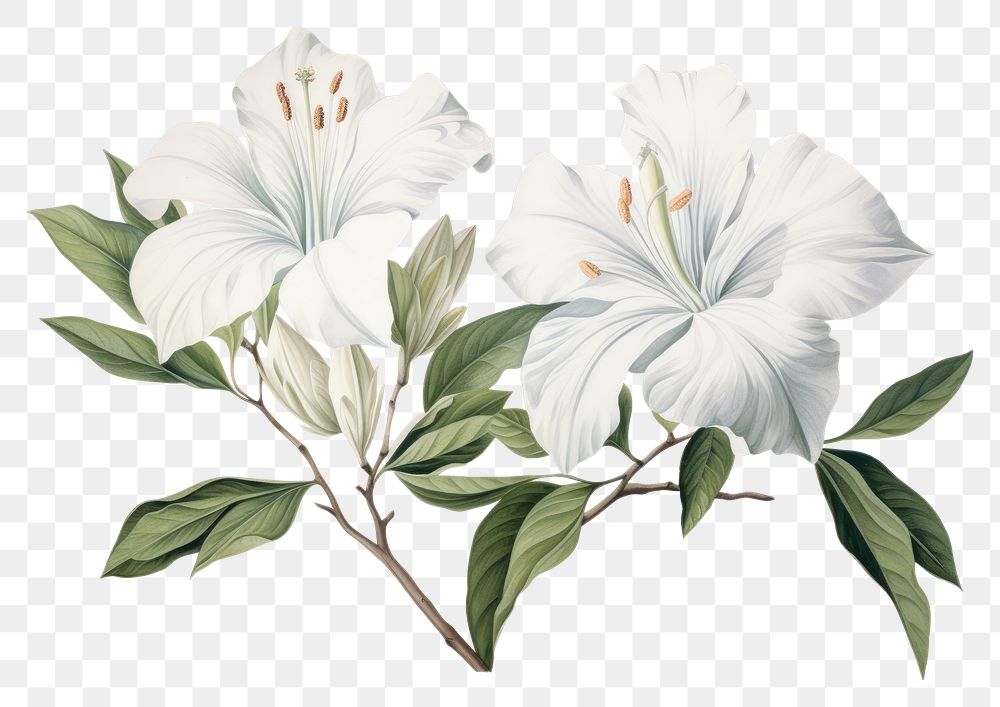PNG Botanical illustration floral flower blossom plant.