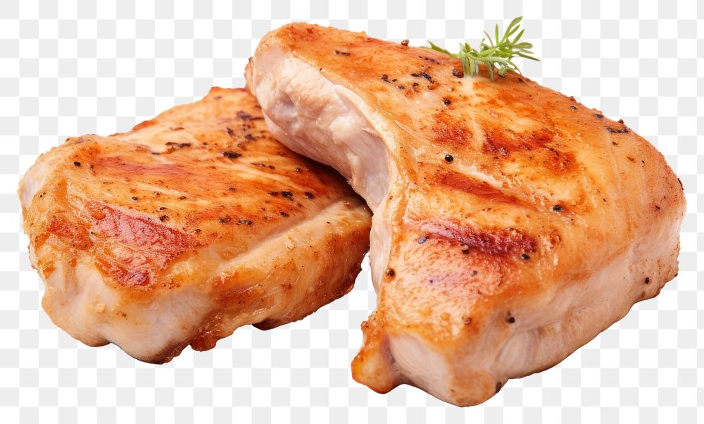 PNG Chicken steak with cut in half meat food pork.