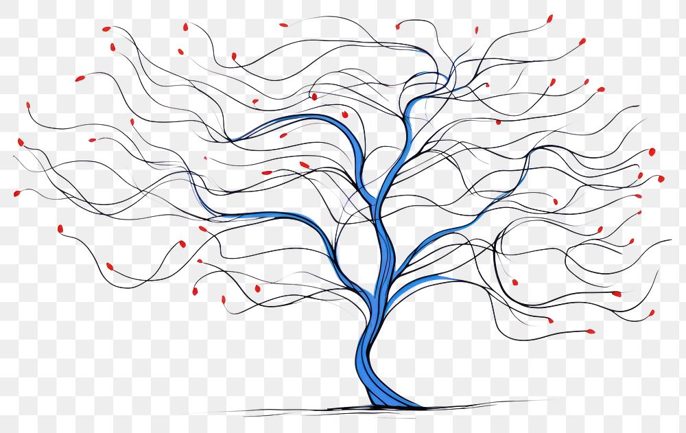 PNG  Continuous line drawing tree abstract sketch art.