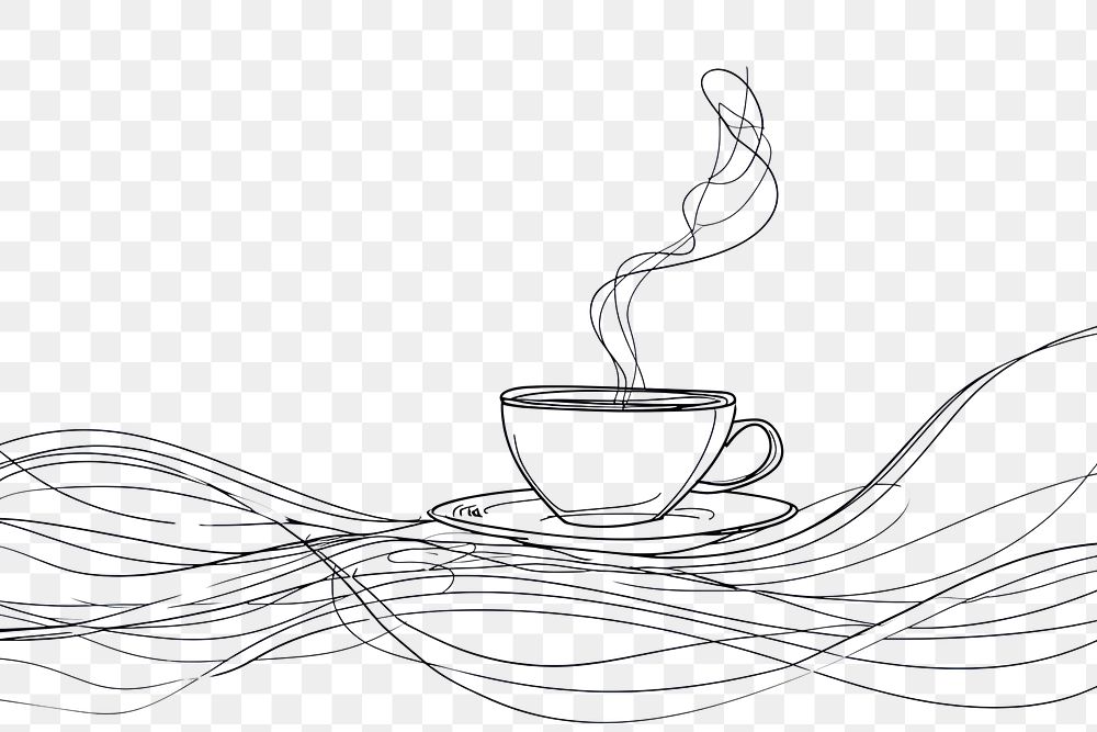 PNG  Continuous line drawing coffee sketch drink cup.