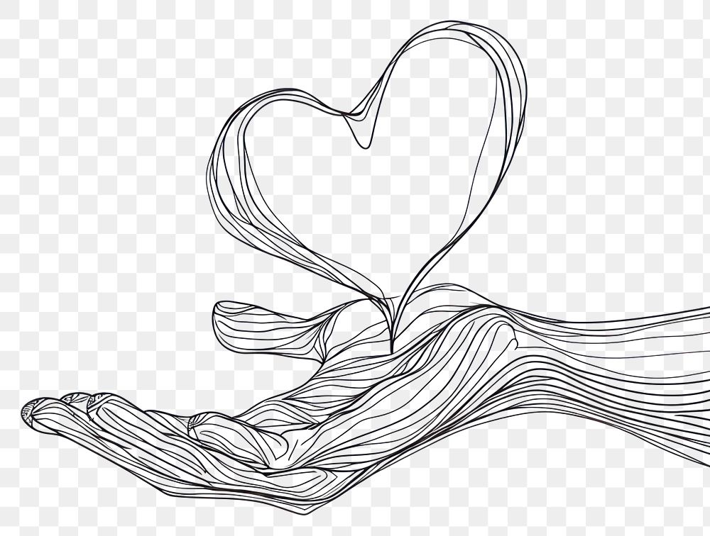 PNG  Continuous line drawing heart hand sketch illustrated creativity.