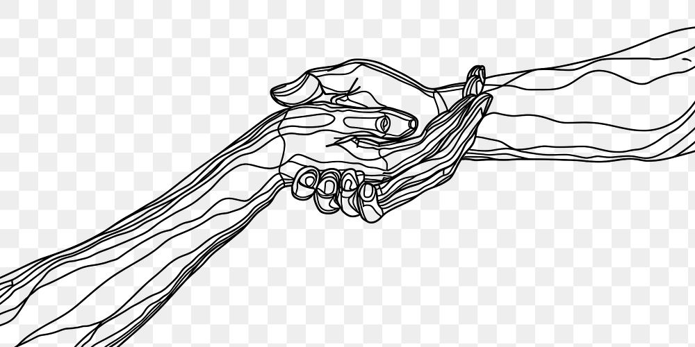 PNG  Continuous line drawing holding hand sketch art holding hands.