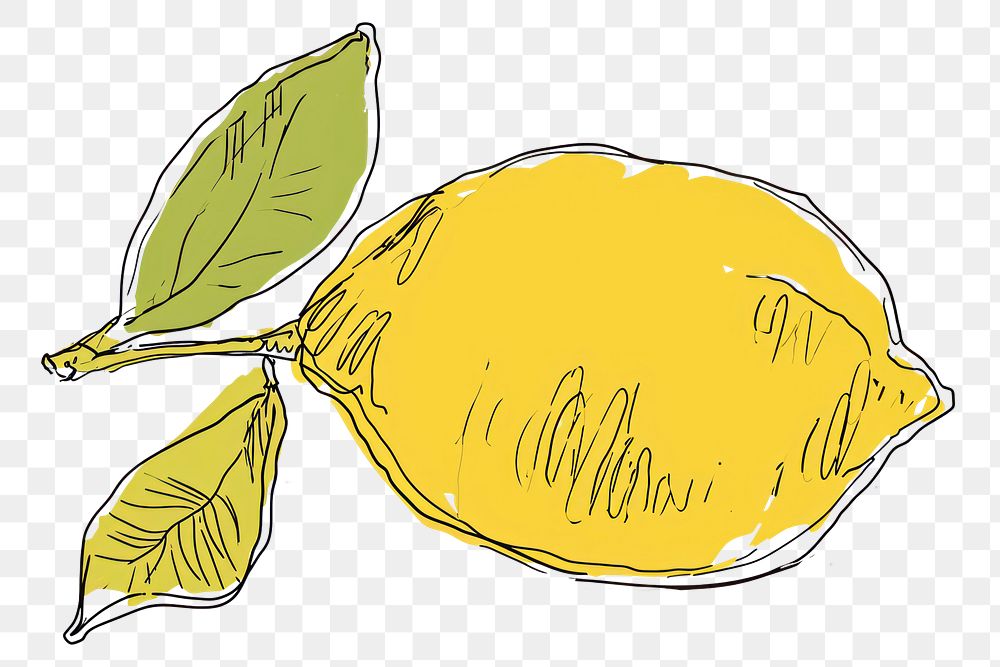 PNG  Continuous line drawing lemon doodle fruit plant food.