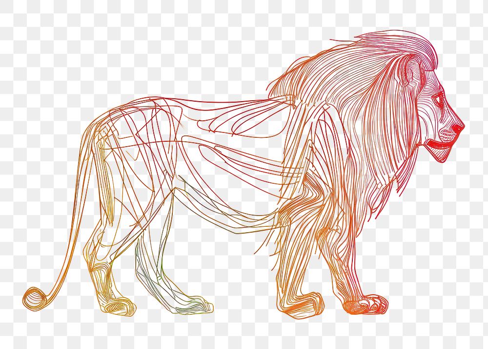 PNG  Continuous line drawing lion art mammal animal.