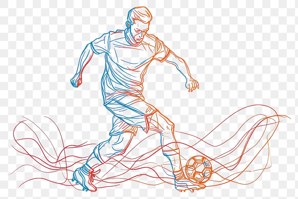 PNG  Continuous line drawing soccer player sketch art competition.
