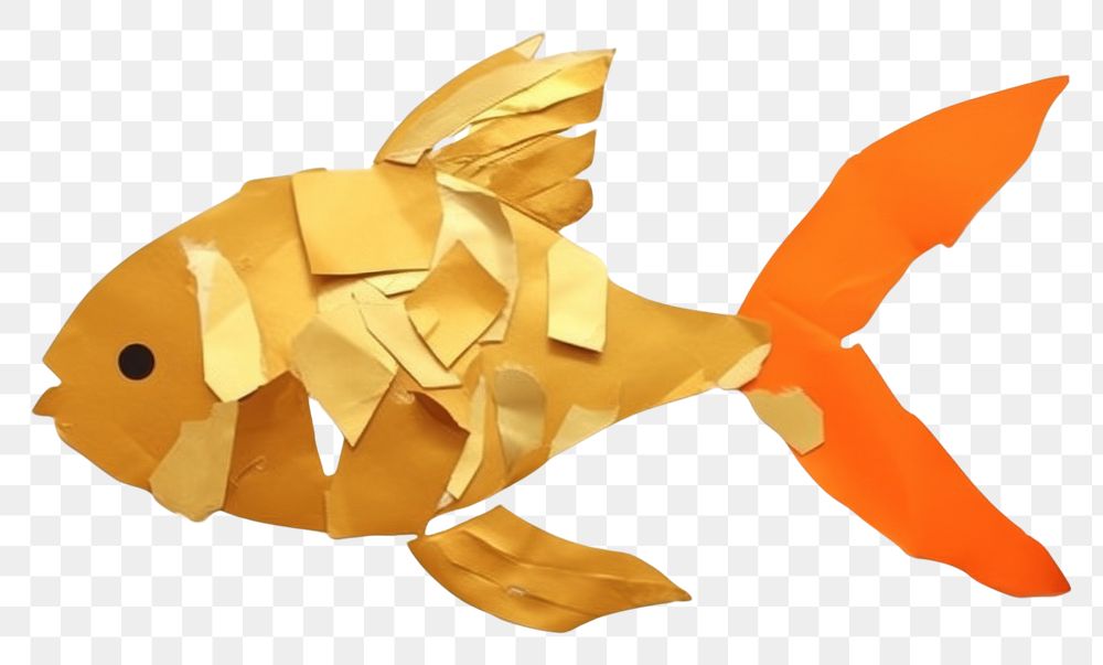 PNG Abstract gold fish ripped paper goldfish animal art.