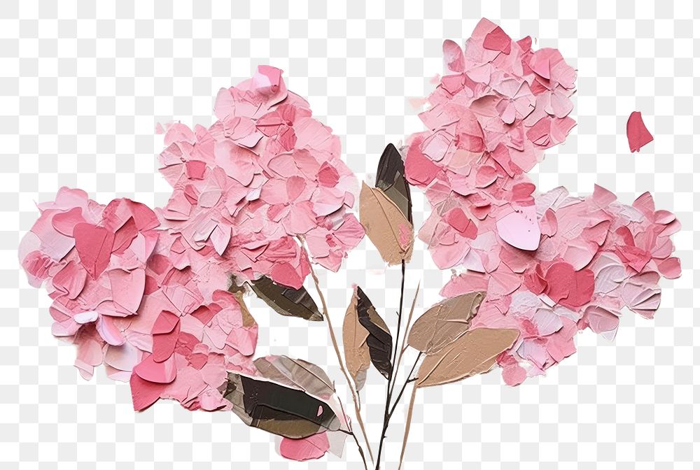 PNG Abstract hydrangea ripped paper art flower petal.