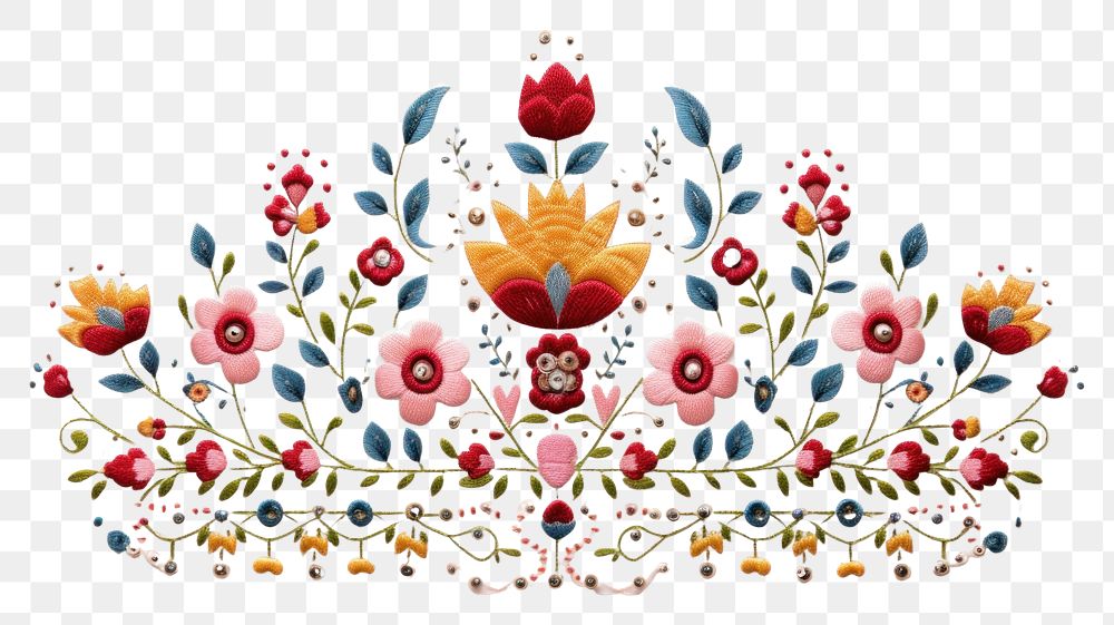 PNG  Crown in embroidery style pattern art accessories.