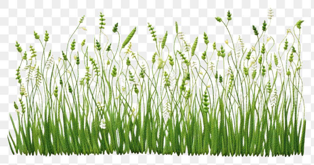 PNG  Grass field in embroidery style plant green tranquility.