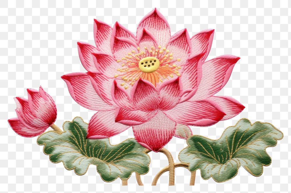 PNG  Lotus in embroidery style pattern flower petal.
