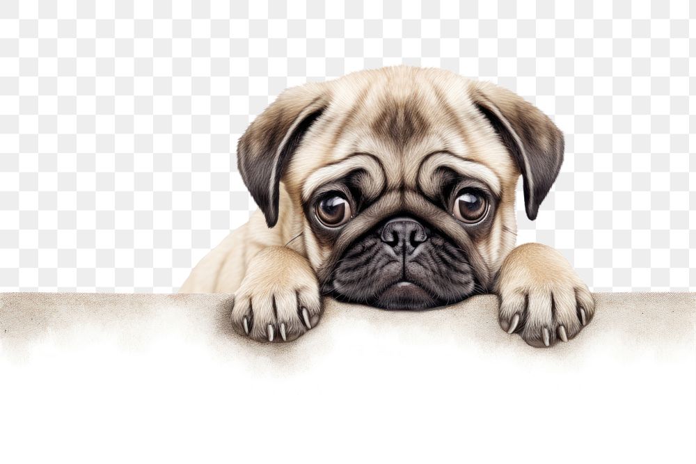 PNG  Pug dog in embroidery style pug animal mammal.
