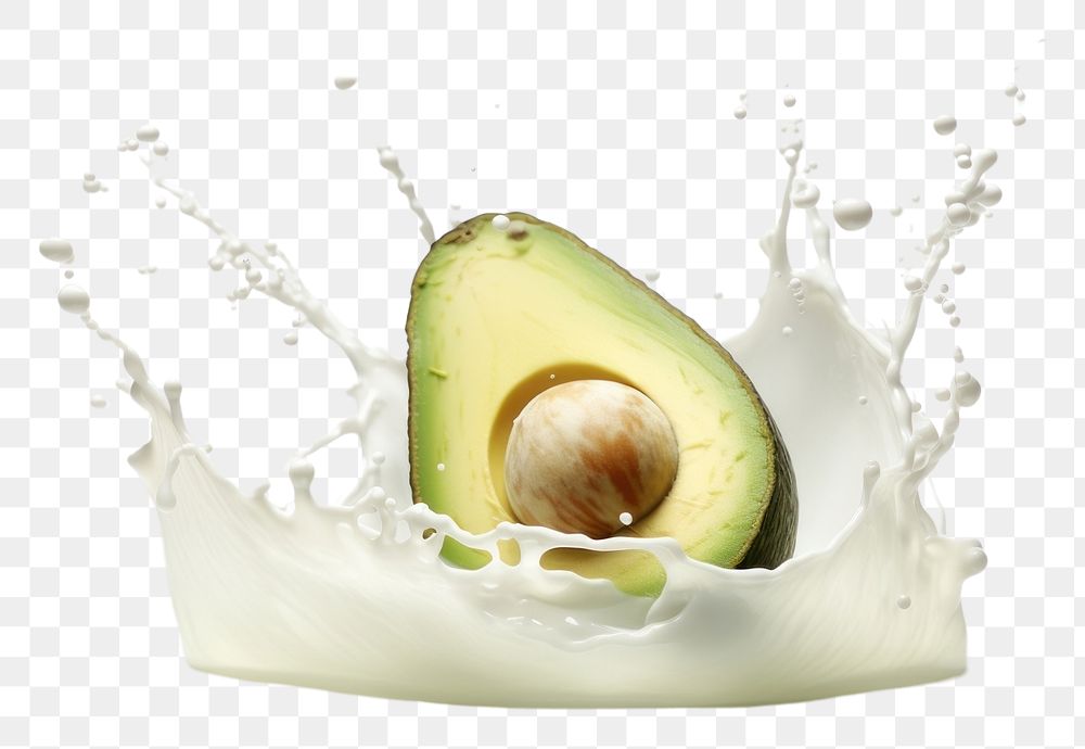 PNG  Avocado with minimal milk splash avocado fruit food.