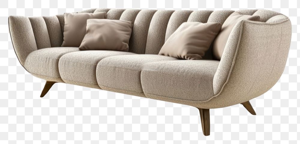 PNG  Beige sofa scandinavian style furniture cushion pillow.