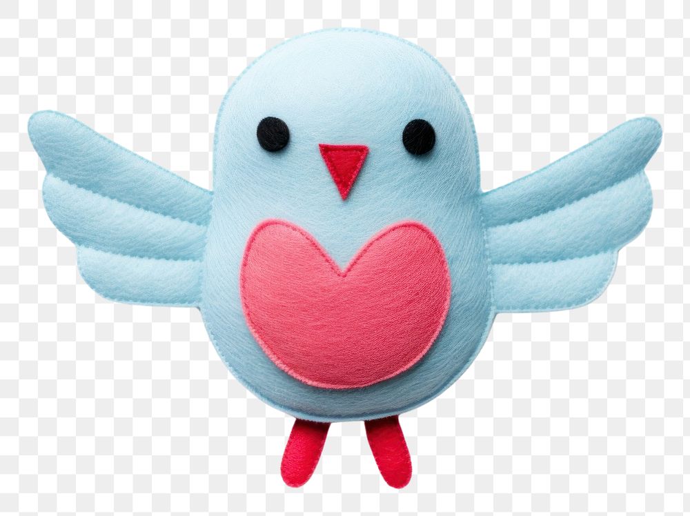 PNG  Felt bird plush toy anthropomorphic.