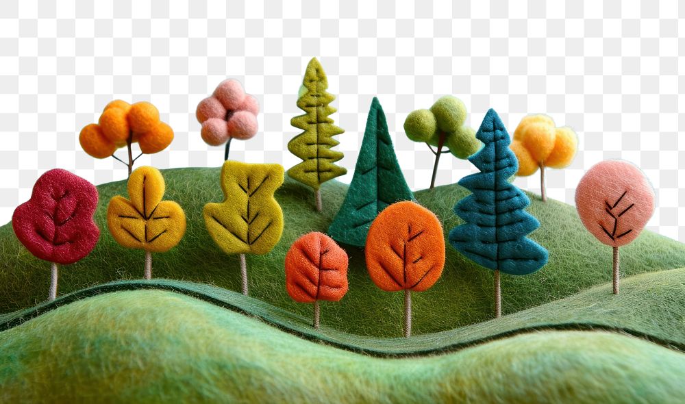 PNG Photo of felt forest on hill art outdoors nature.