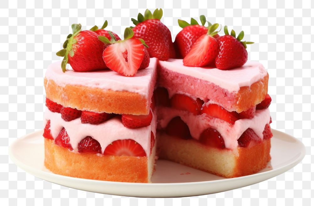 PNG Strawberry cake dessert fruit cream.